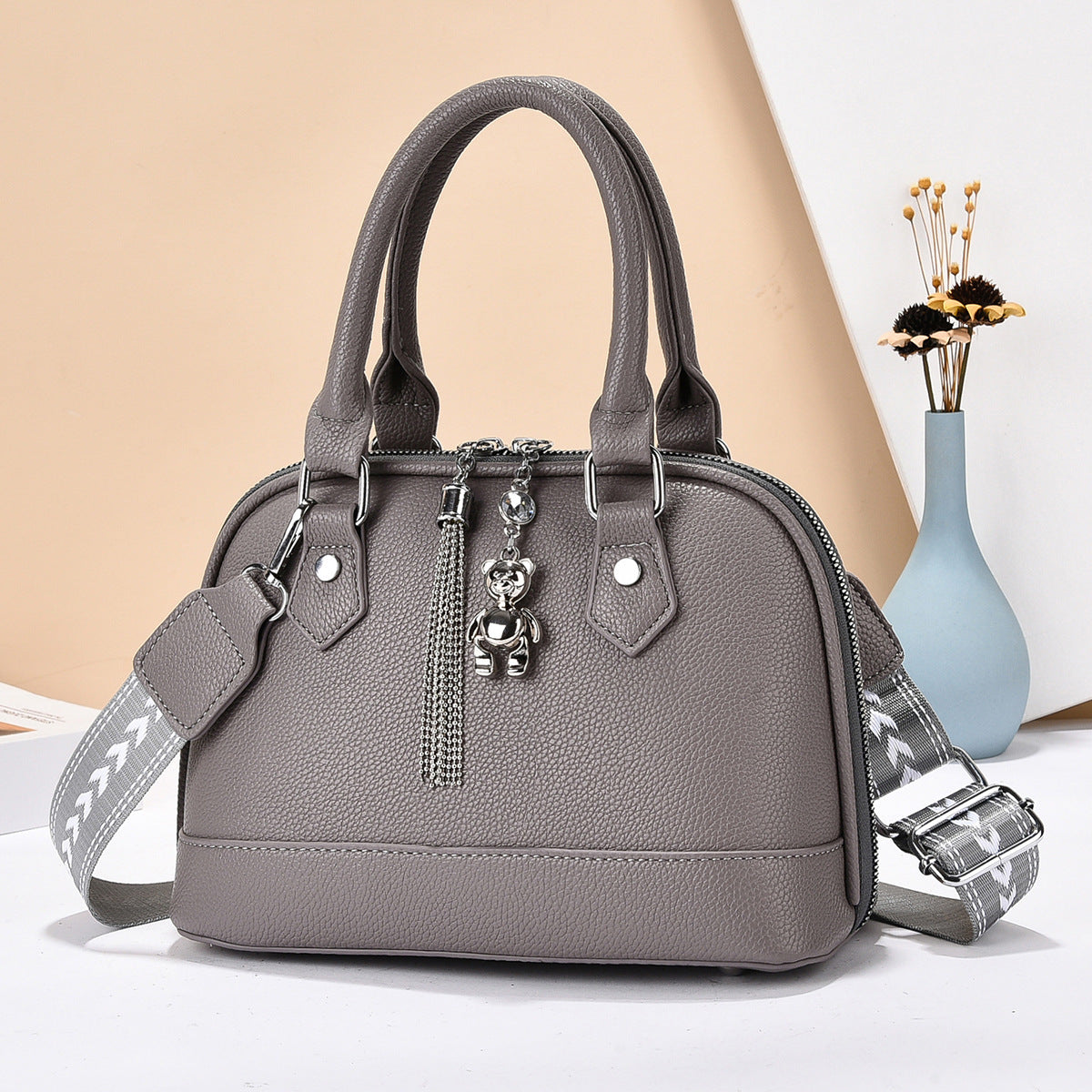 Women's Plaid Stitching Macaron Simple Elegant Fashion Women's Messenger Bag