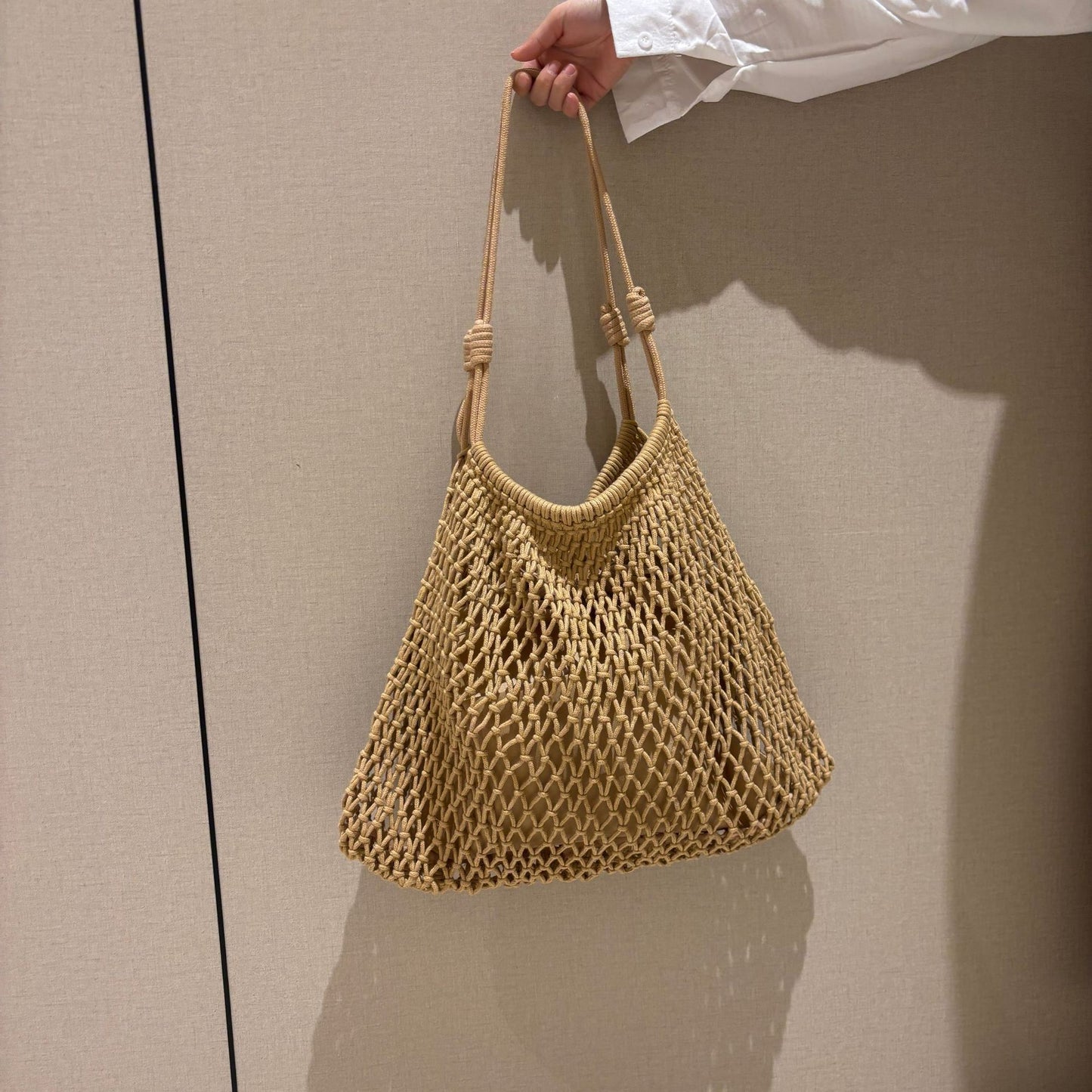 Hand-woven Fishing Net Hollow Mesh Large Capacity Totes Bags