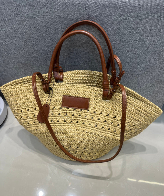 Women's Niche Large Capacity Straw Summer Woven Tote Bag