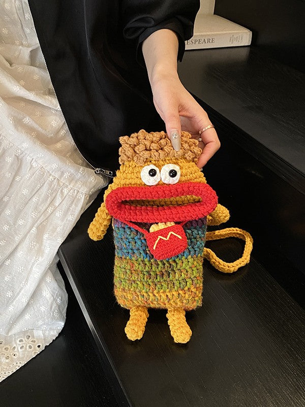 Women's Crochet Finished Cute Big Mouth Cartoon Bags