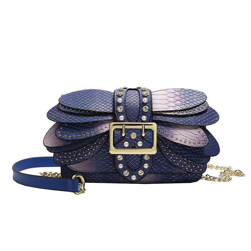 Women's Good-looking Butterfly Wings Rivet Chain Fashion Small Square Bag