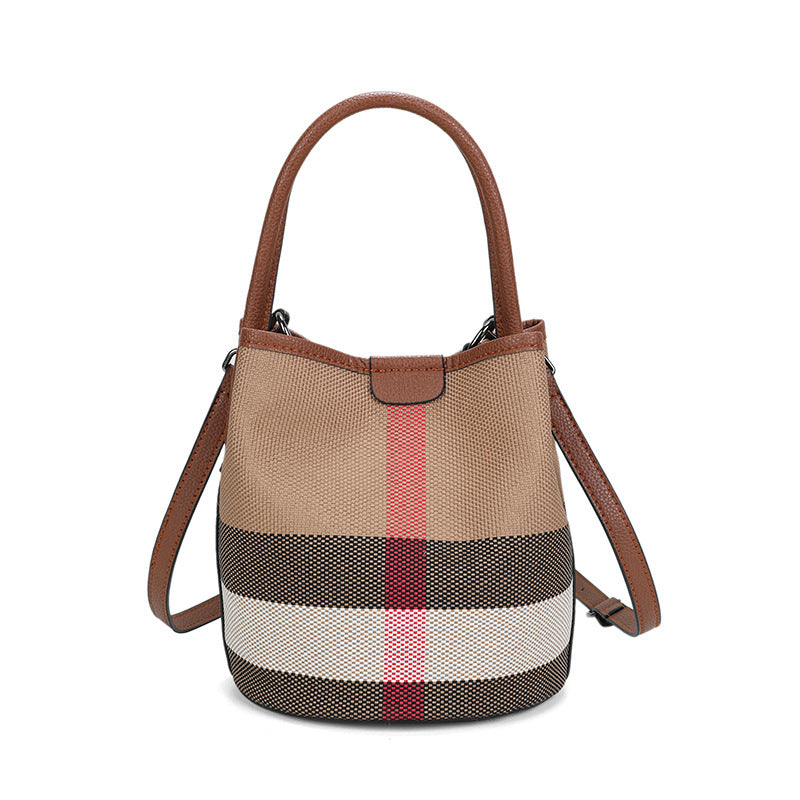 Women's High-grade Plaid Leather Mother Fashionable Portable Women's Handbag