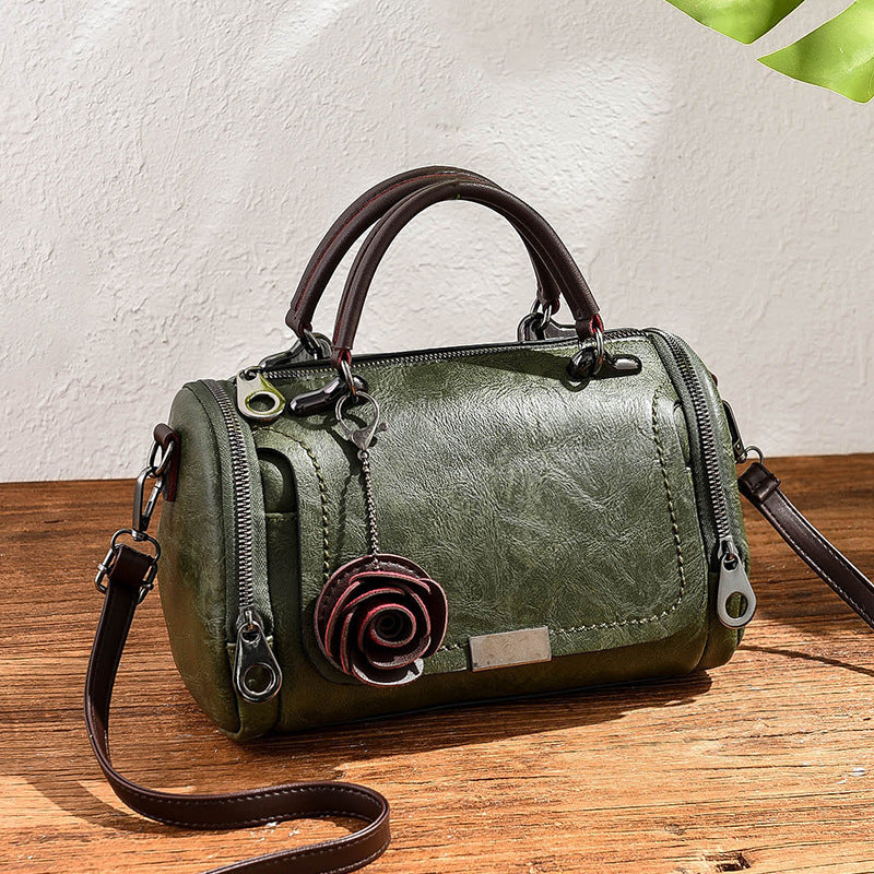 Women's Spring Solid Color Retro Pillow Flower Women's Messenger Bag