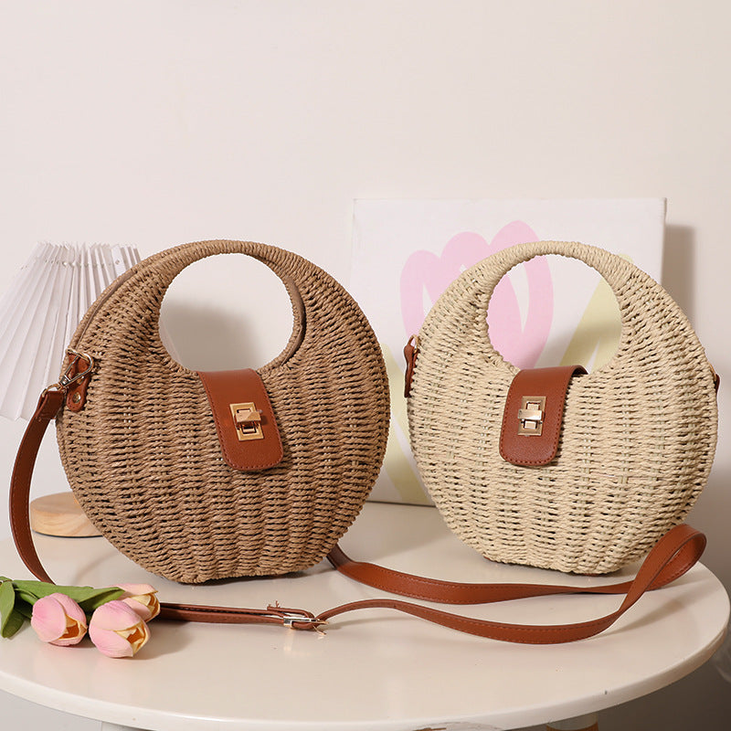 Fresh Shell Straw Fashion Twist Hand Carrying Woven Seaside Vacation Women's Messenger Bag