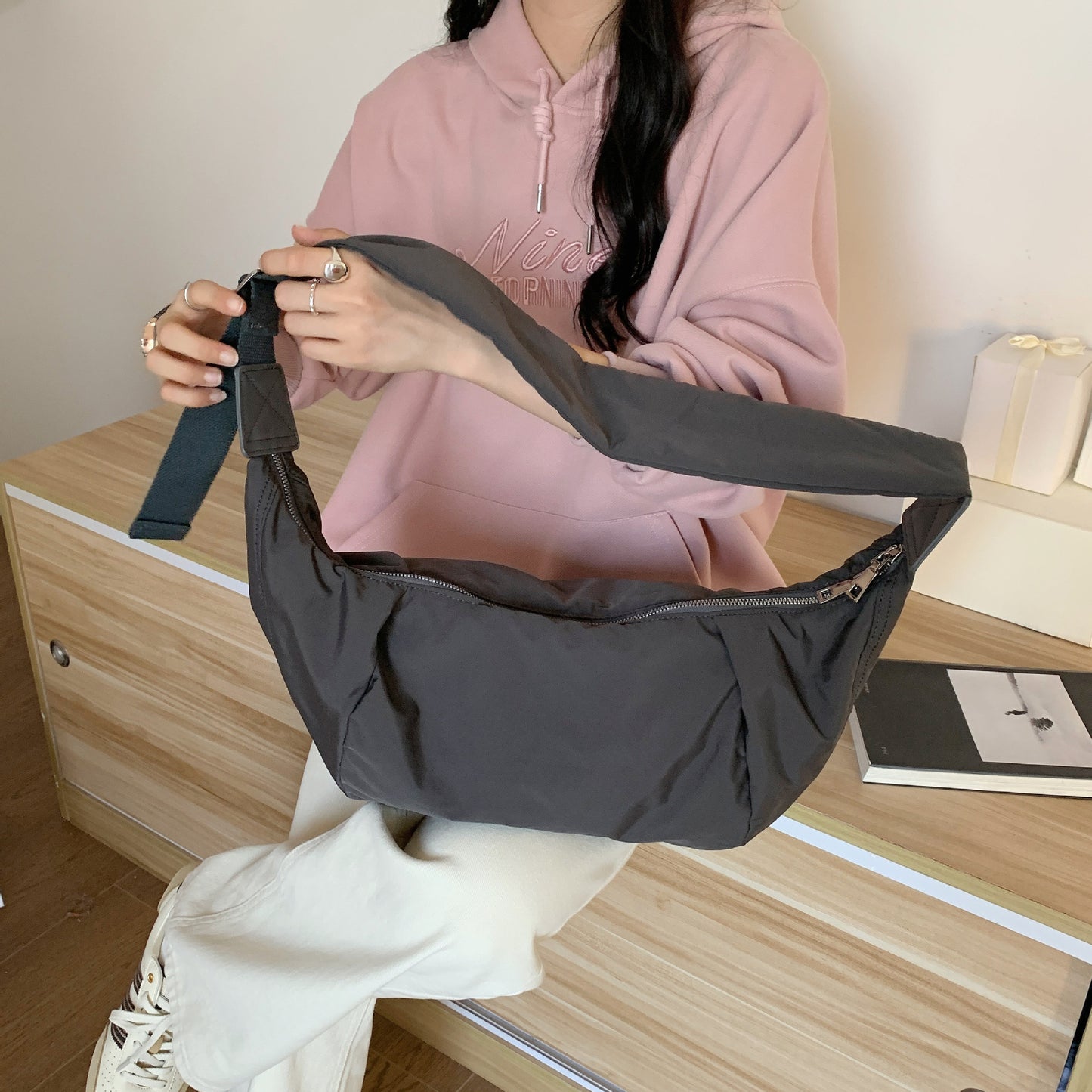 Waterproof Nylon For Boys Oblique Pattern Bags