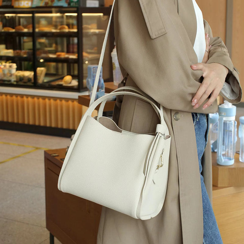 Women's Leather Cowhide High-grade Large Capacity Vegetable Basket Women's Handbag