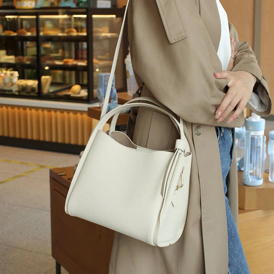 Women's Leather Cowhide High-grade Large Capacity Vegetable Basket Women's Handbag