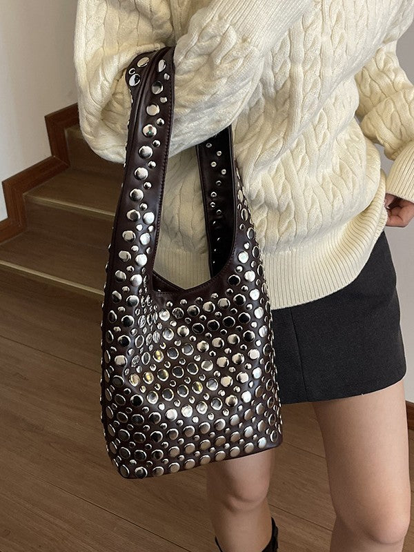 Cool Personality Dot Rivet Underarm Fashion Motorcycle Women's Shoulder Bag