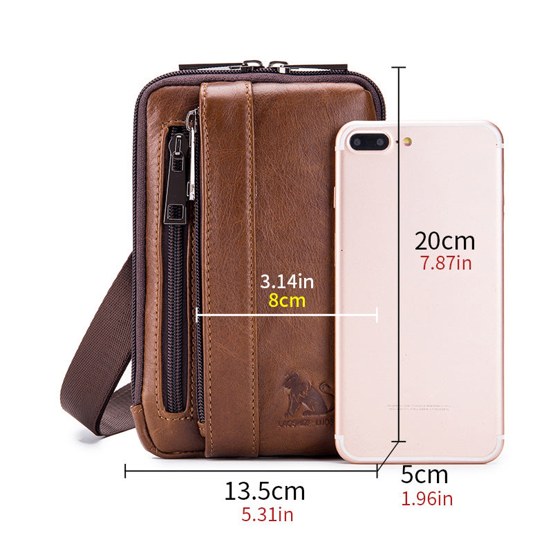 Men's Leather Horizontal Vertical Hook Construction Site Bags