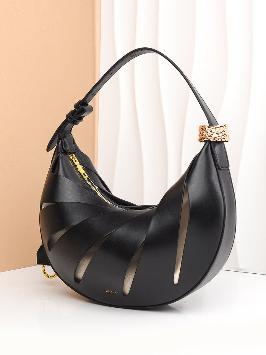 Niche Design Curved Moon Fashion High Sense Female Soft Leather Bags