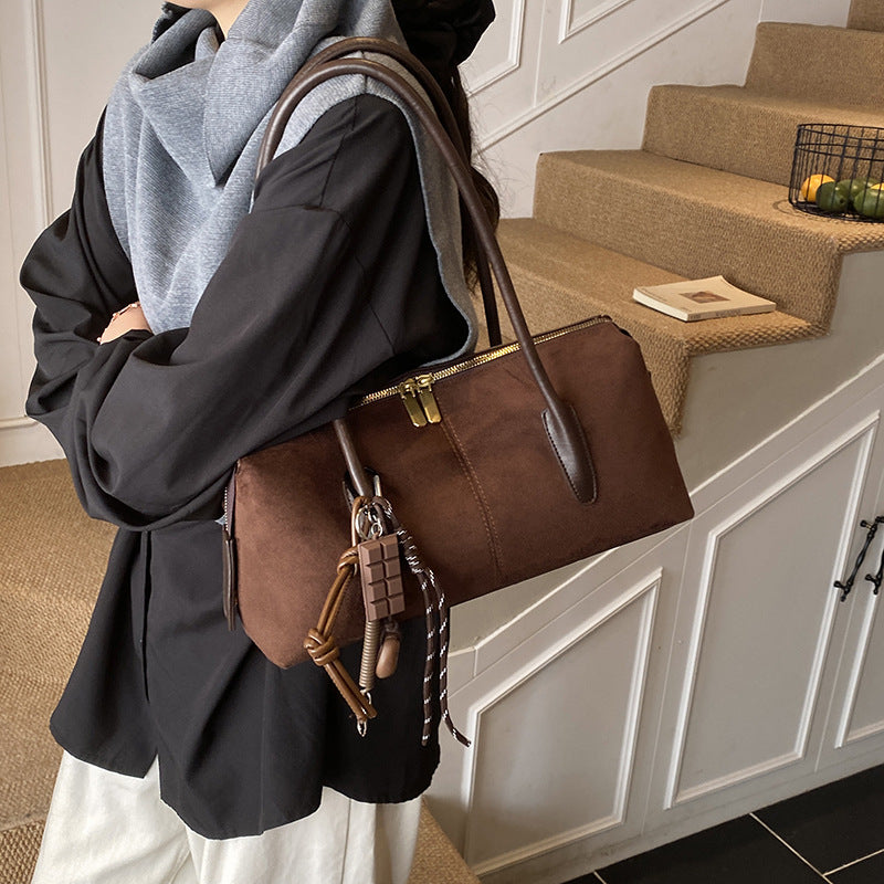 Women's Suede Underarm Lady Style Temperament Solid Women's Handbag