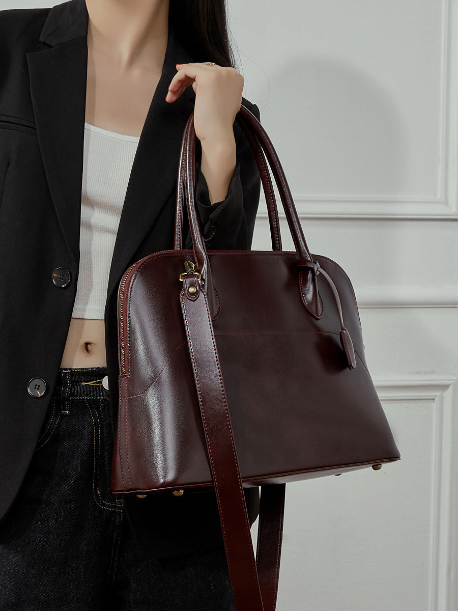 Women's Handmade First Layer Cowhide Shell Genuine Leather Commuter Large Capacity Handbags