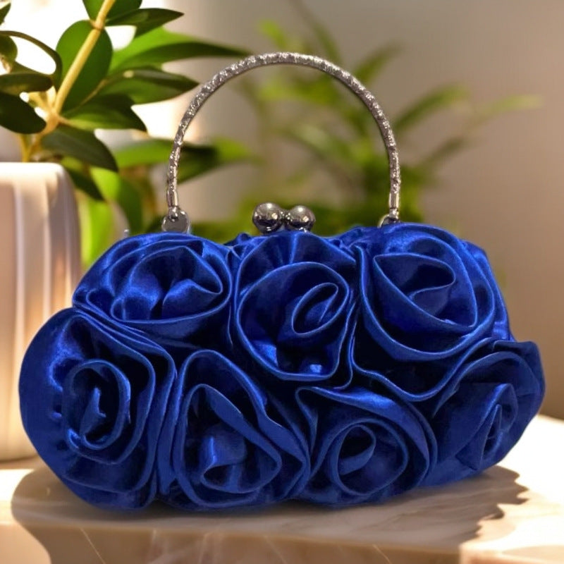 Elegant Satin Cloth With Roses Portable Dinner Bag