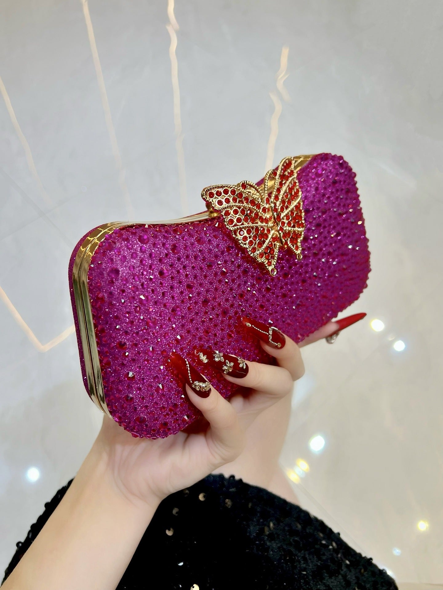 Women's Elegant Diamond Fashion Clutch Exquisite Chain Dinner Bag