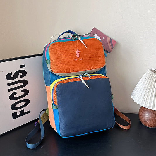 Stitching Contrast Color Ultra Light Dopamine Backpacks