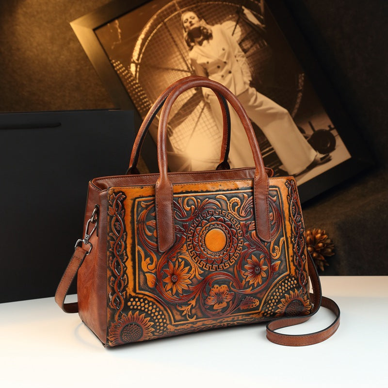 Women's Genuine Leather Mom Simple Versatile Large Women's Handbag