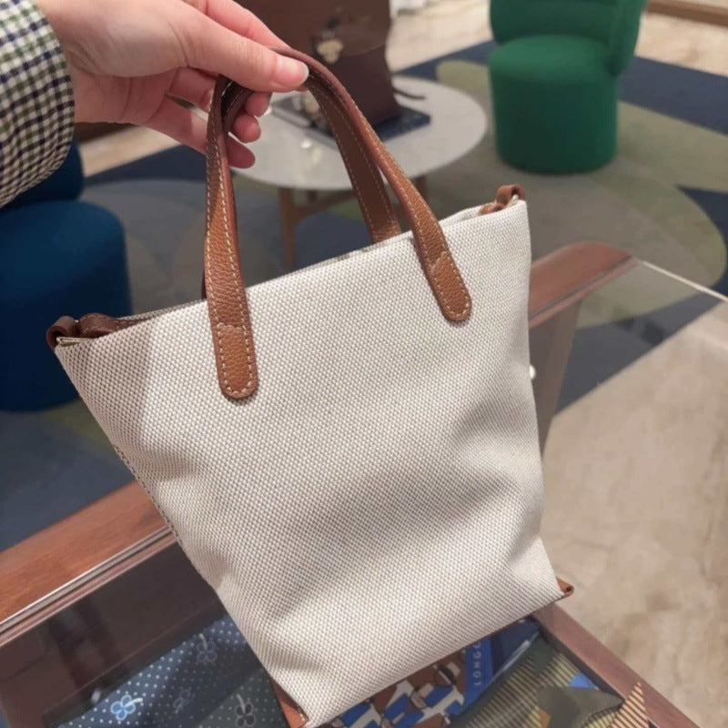 Women's French Dragon Canvas Commuter Minority Dumpling Bucket Bags