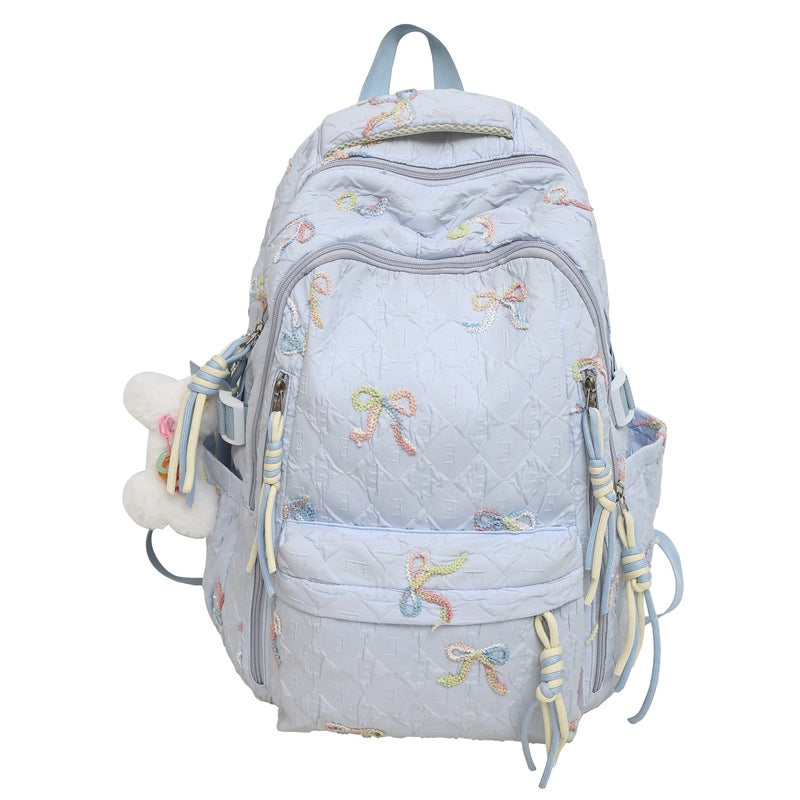 Women's Bow Style Versatile Large Capacity Early High College Student Schoolbag
