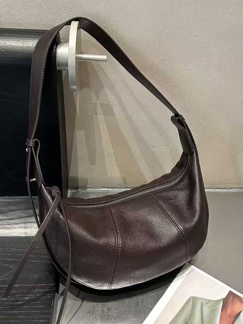 Layer Cowhide Croissant Dumpling Design Genuine Leather Versatile Bags