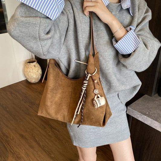Women's Deerskin Veet Fashion Retro Large Capacity Women's Shoulder Bag