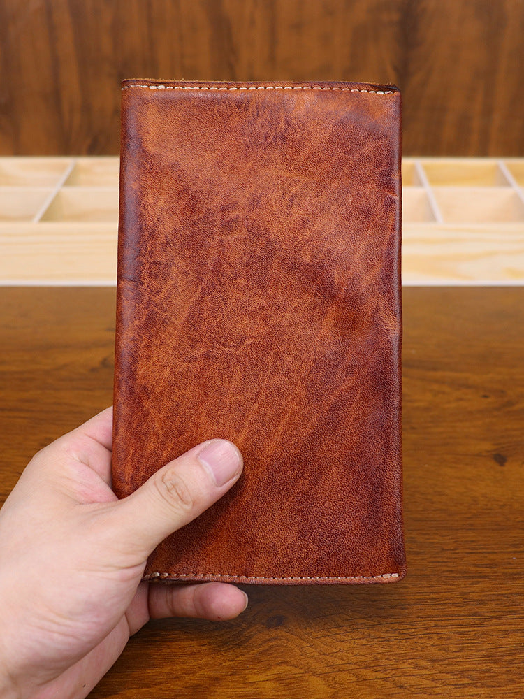 Men's Hand-rub Color Distressed Leather Passport Wrapper Document Business Fashion Men's Wallet