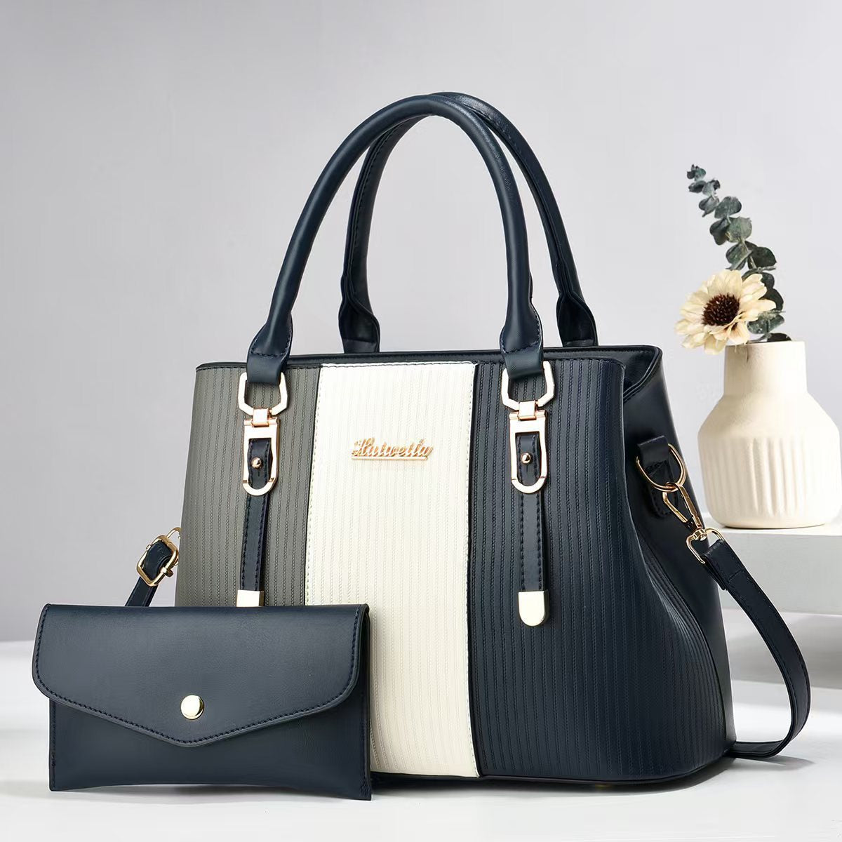 Women's Mother Female Striped Contrast Color Large Women's Handbag