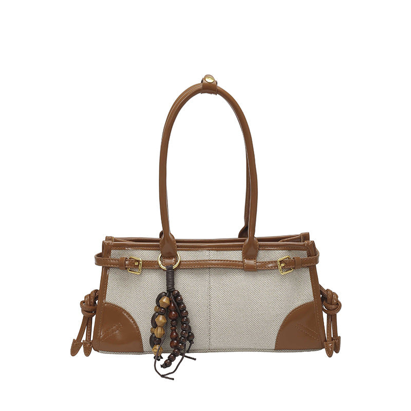 Women's Canvas Contrast Color Stitching Leather Lighter Car Style Daily Women's Handbag