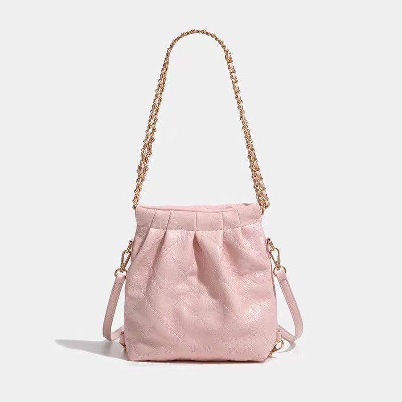 Charles Keith Portable Hobo Rhombus Chain Fashion Large Capacity Trendy Tote Bag