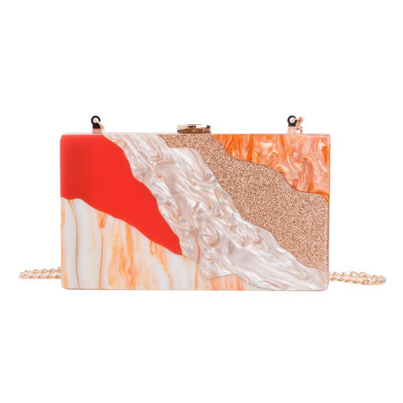 Women's Color Contrast Patchwork Acrylic Wedding Party Bags