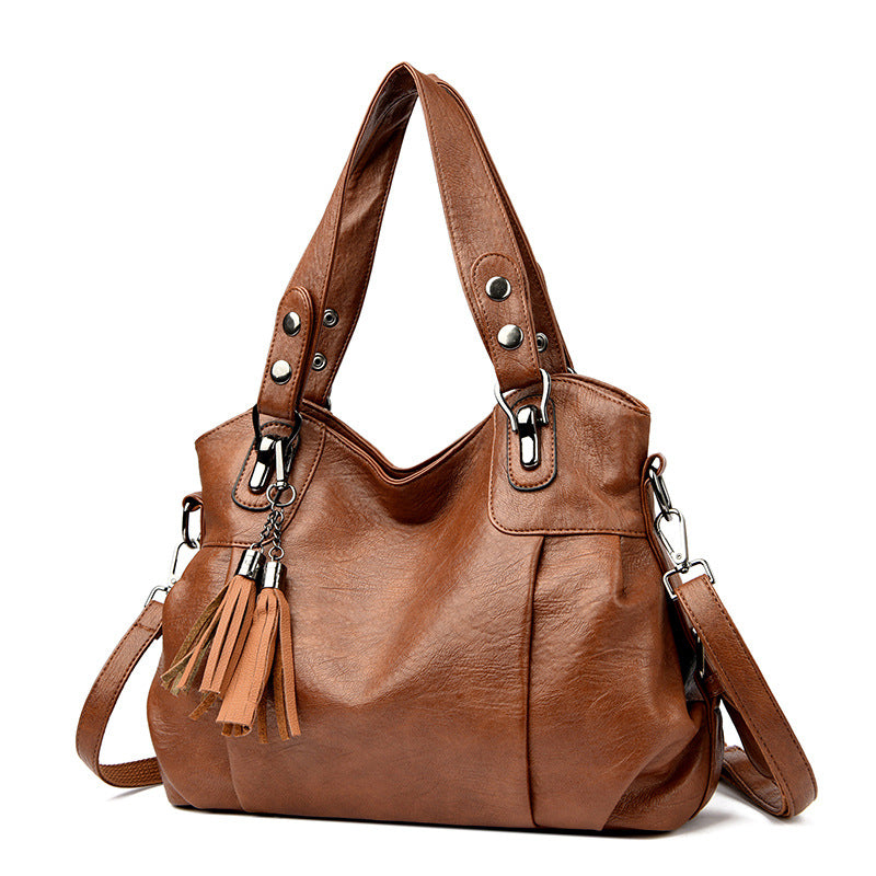 Women's Classic Washed Sheepskin Tassel Texture Good Women's Messenger Bag