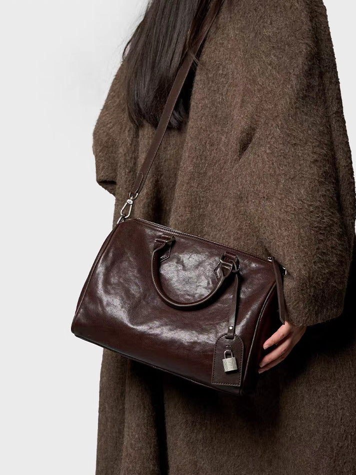 Boston Leather Pillow High-grade Simple Commute Bags