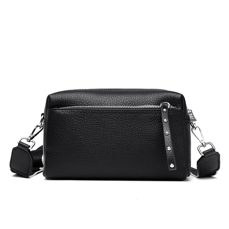 Women's Spring Wide Strap Soft Leather Fashion Small Square Bags