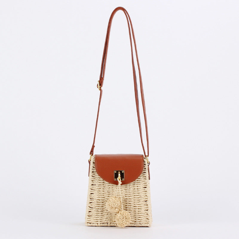 Retro Paper String Ball Woven Beach Vacation Leisure Simple Women's Messenger Bag