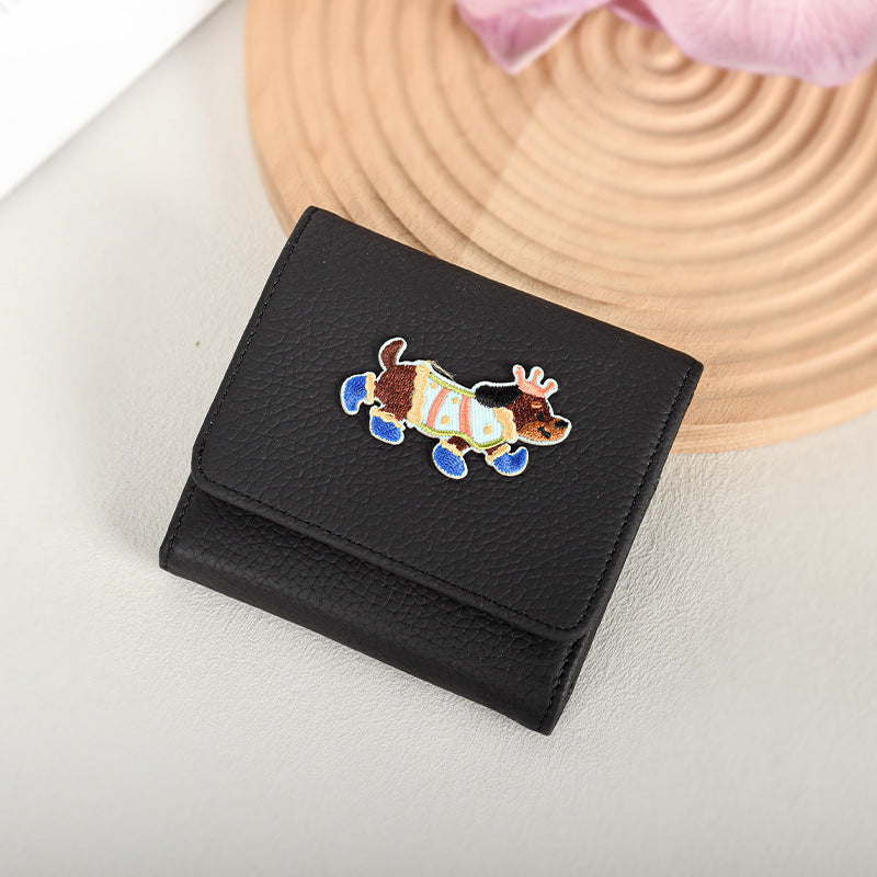 Cartoon Element Short Simple Leather Free Ladies Wallet
