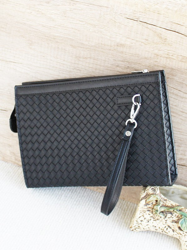 Men's Woven Pattern Large Capacity Business Envelope Men's Clutch