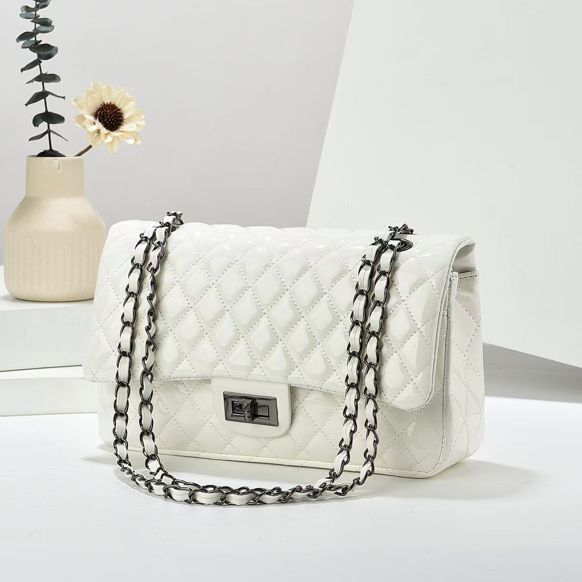 Women's Stylish Textured Trendy Diamond Portable Small Square Bag