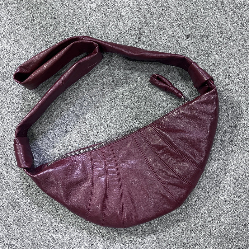 Women's & Men's Fashion Genuine Leather Croissant Niche Ode Daily Women's Messenger Bag