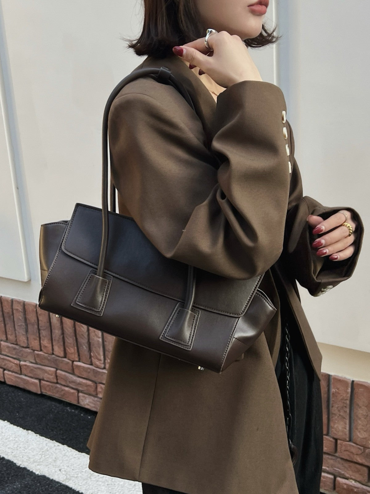 Cowhide Versatile Korean Style Underarm Simple Handbags