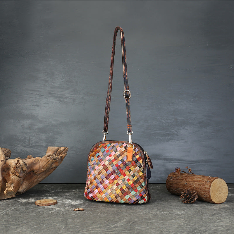 Women's Cowhide Hand-woven Leather Color Woven Fashionable Bags