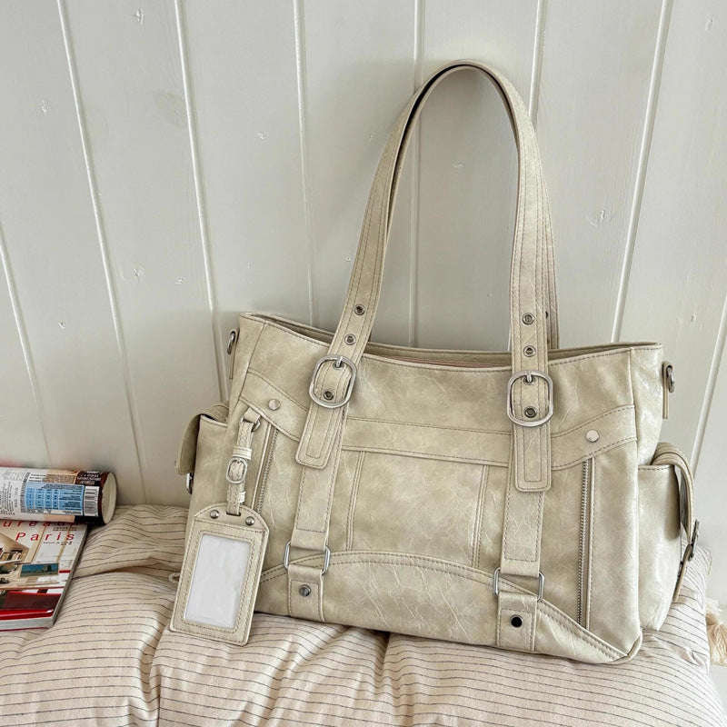 Cool Style Large Capacity Totes Personality Versatile Motorcycle Simple Women's Shoulder Bag