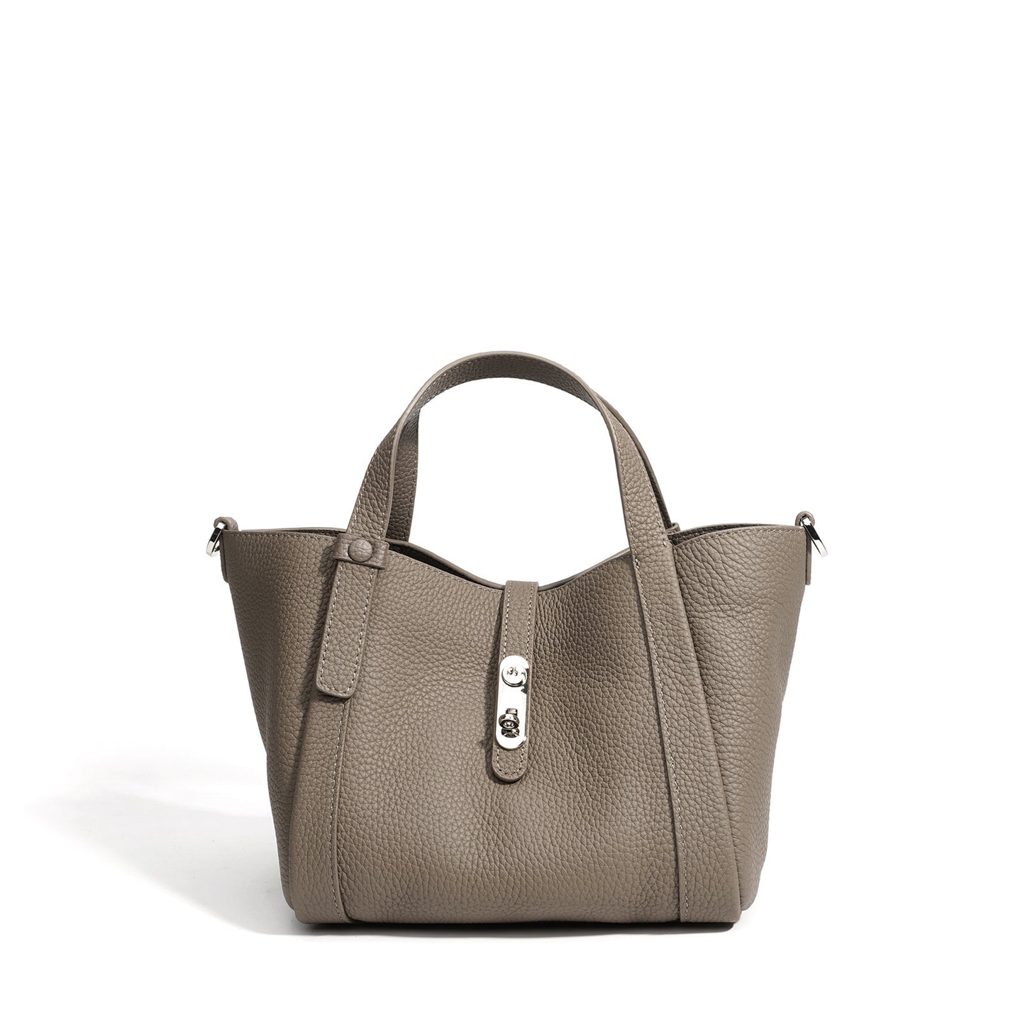 Women's Layer Cowhide Solid Color Soft Niche Lychee Pattern Bucket Bags