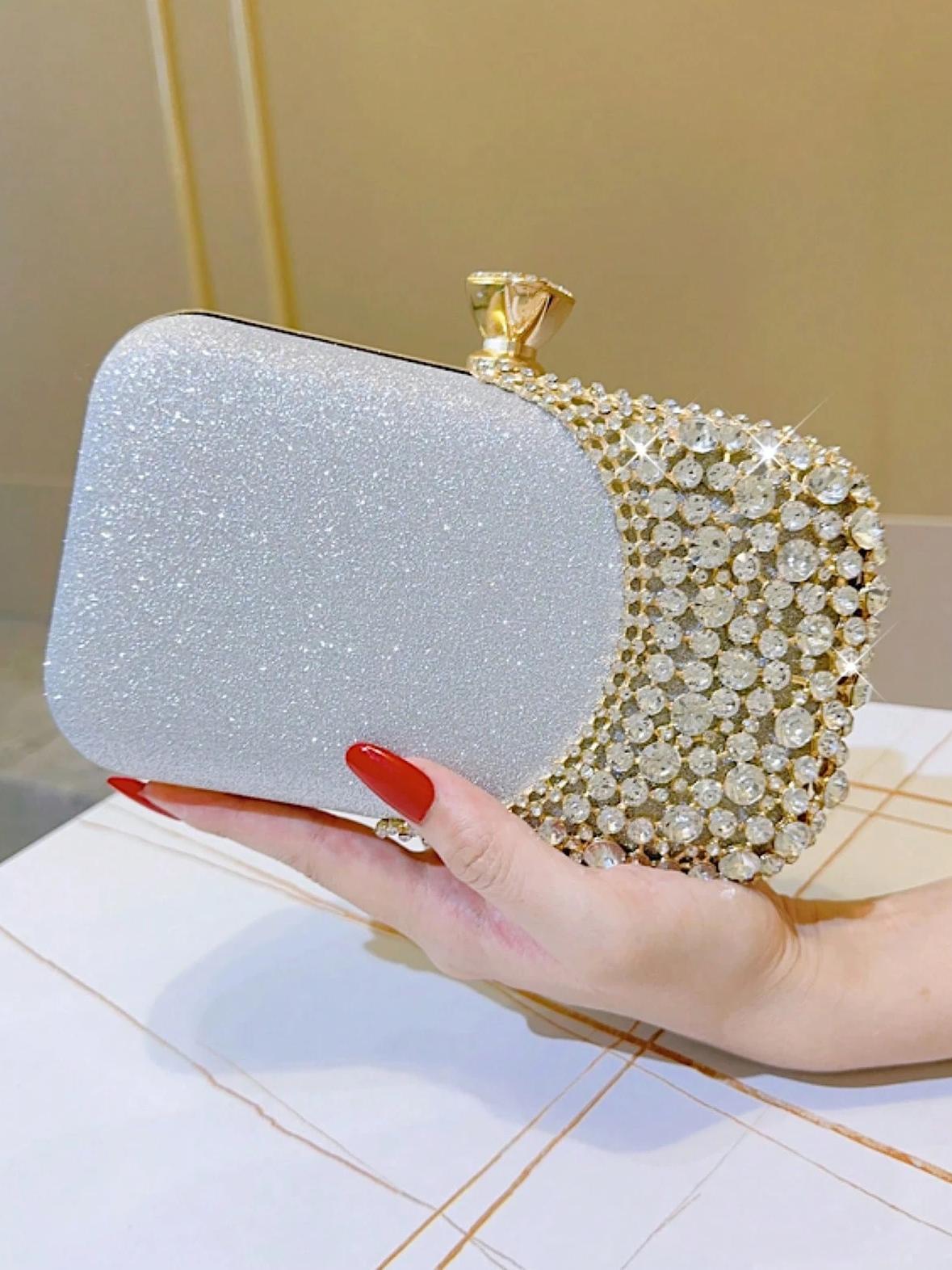 With Diamond Banquet Dress Garment Clutch Portable Hand Holding Wedding Dinner Bag