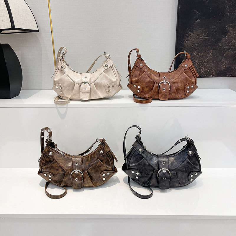 Retro Hot Motorcycle Versatile High Quality Underarm Large Women's Shoulder Bag