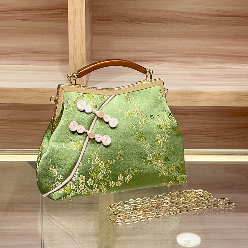 Women's Chinese Satin Pattern Chain National Fashion Coin Purses