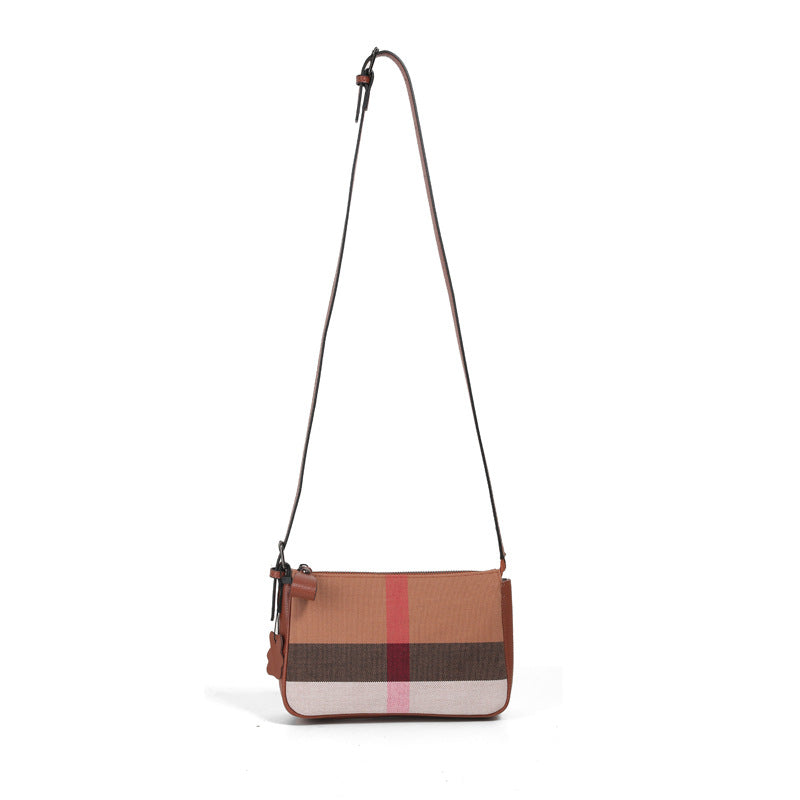 Women's High-grade Plaid Mobile Genuine Leather Women's Shoulder Bag