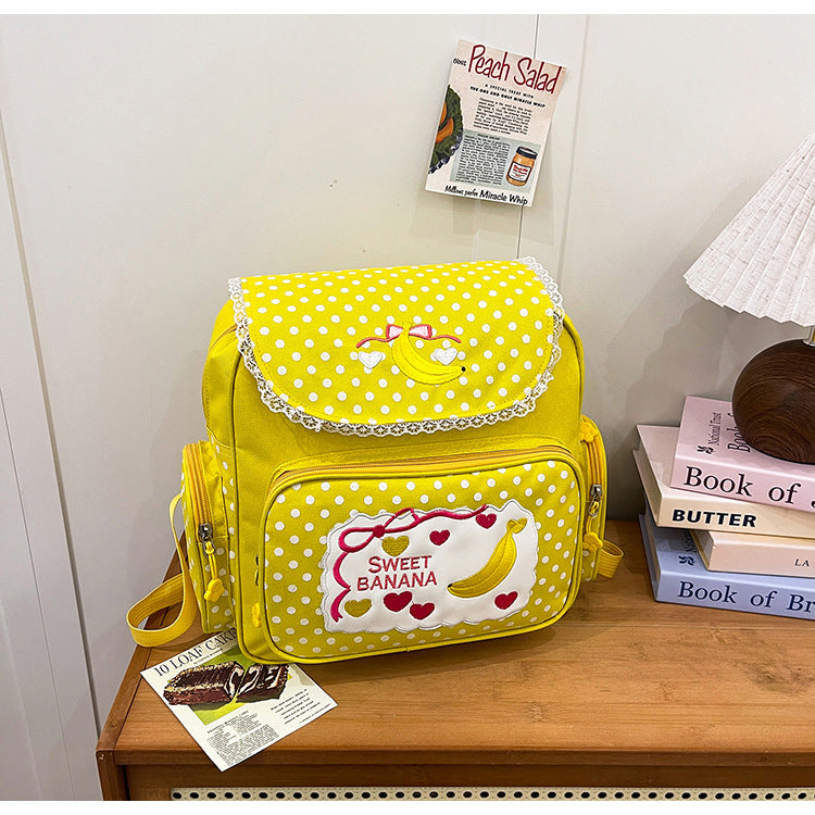 Girly Sweet Cute Embroidered Fruit Large Capacity Backpacks