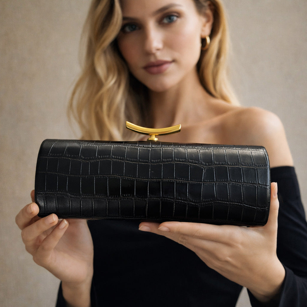 Crocodile Pattern Baguette Style Fashion Party Dinner Bag