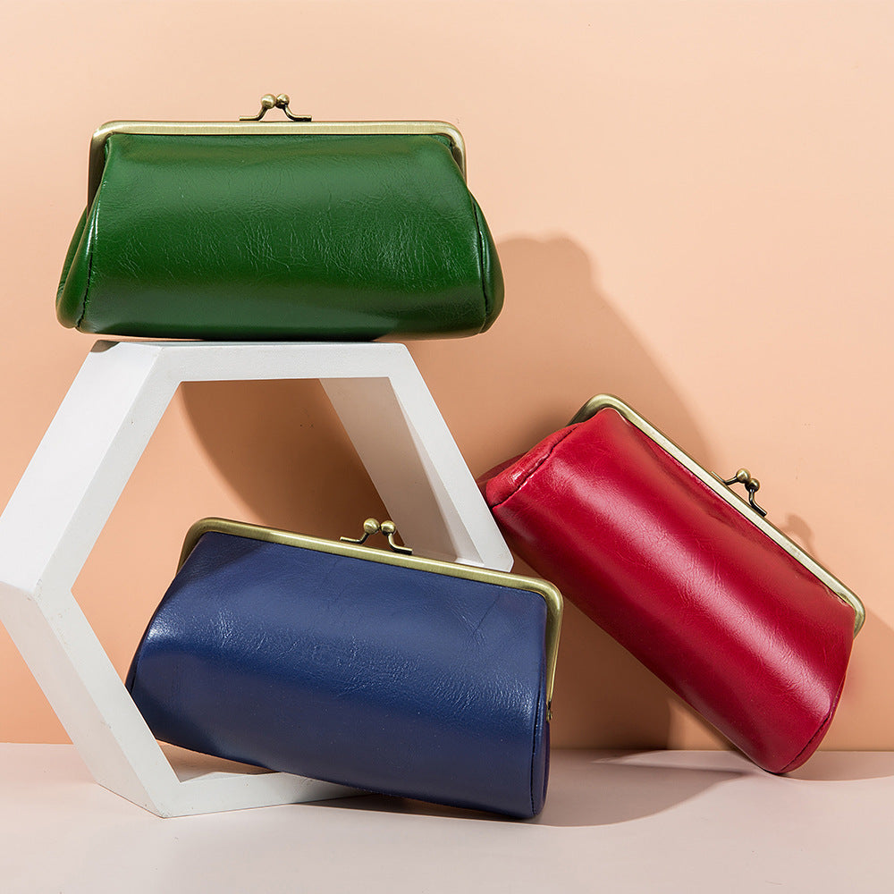 Genuine Leather Retro Design Advanced Sense Elegant Clutch Creative Storage Bags
