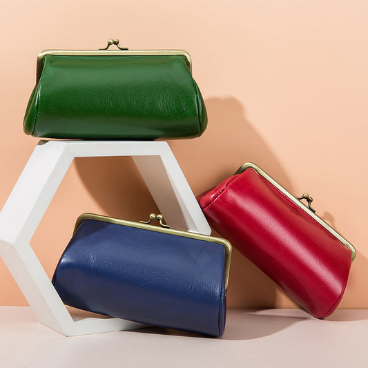 Genuine Leather Retro Design Advanced Sense Elegant Clutch Creative Storage Bags