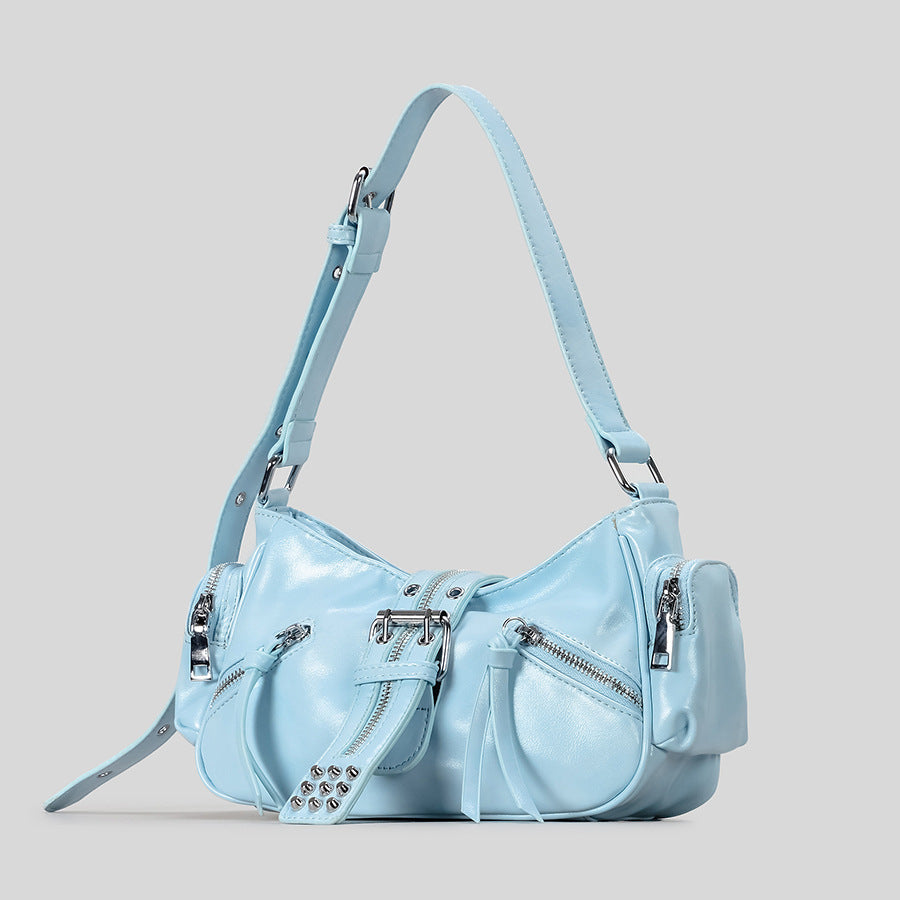 Style Hot Locomotive Rivet Unique Underarm Soft Leather Women's Shoulder Bag